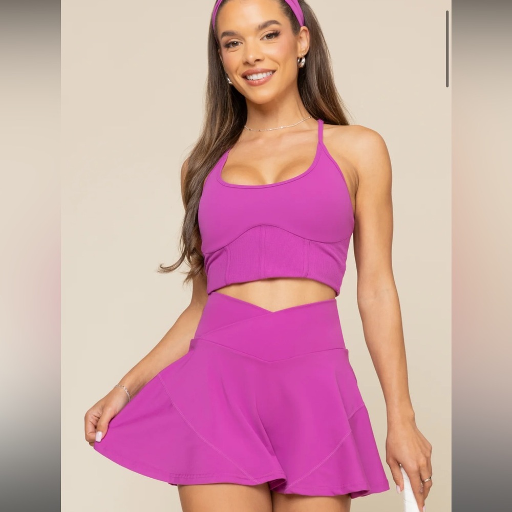 POPFLEX - Royal Orchid- Twirl Skort(L) AND Plié corset bars top (XL)